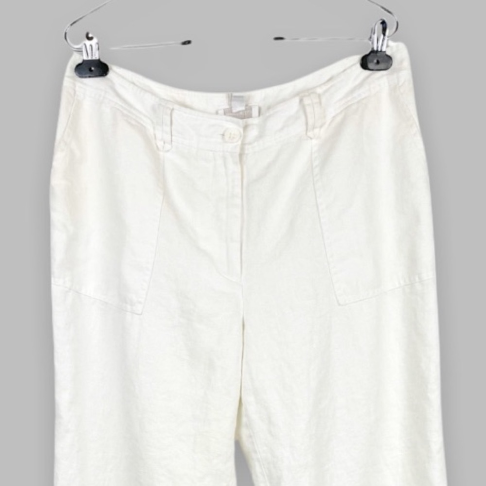 WOMENS Charter Club Allison Fit Cropped Length 100% Linen Pants Size 14 - Picture 4 of 9